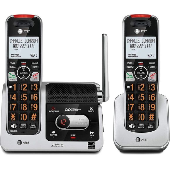 AT&T BL102-2 DECT 6.0 2-Handset Cordless Phone Caller ID Announcer Intercom
